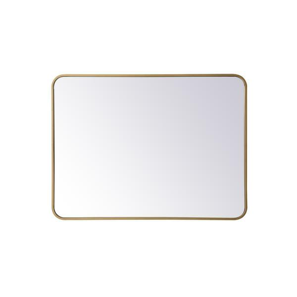 Kd Americana 27 x 36 in. Soft Corner Metal Rectangular Mirror, Brass KD2946033